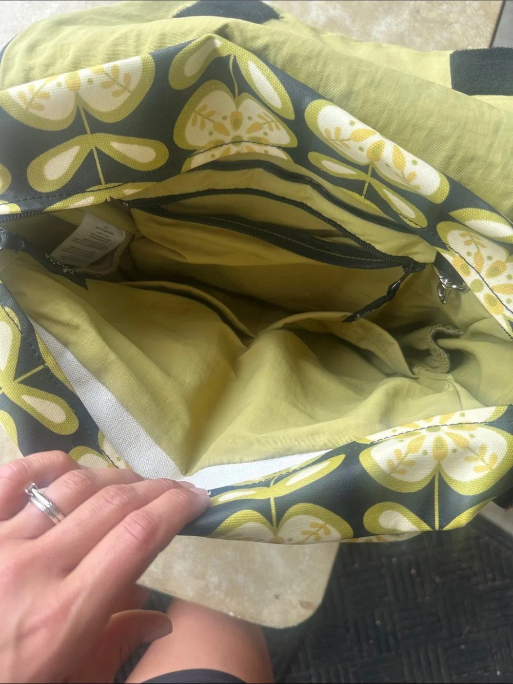 Petunia Pickle Bottom Olive Green & Cream Floral Diaper Bag